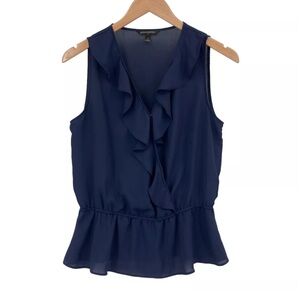 2/$25: Banana Republic Navy Ruffle Wrap Top